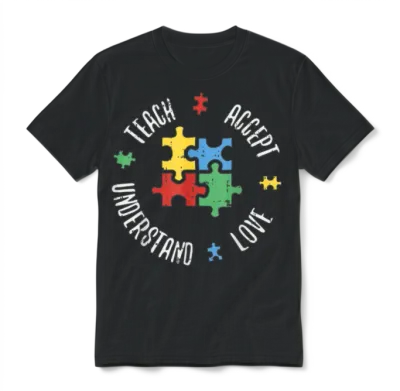 Autism Awareness Teacher Shirt Teach Accept Unisex T-Shirt - Black