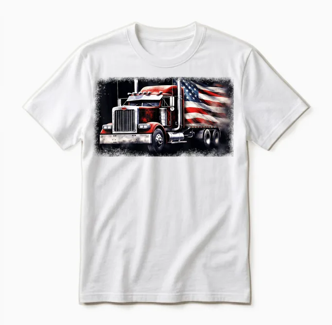 Us American Flag Semi Truck Driver Trucker Unisex T-Shirt in White