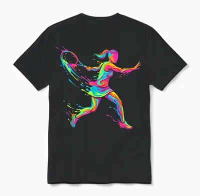 Tennis Player Woman Child and Girl Unisex T-Shirt - Black
