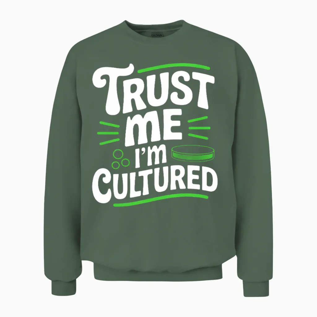Trust Me Iβm Cultured Microbiologist Unisex Sweatshirt in Military Green