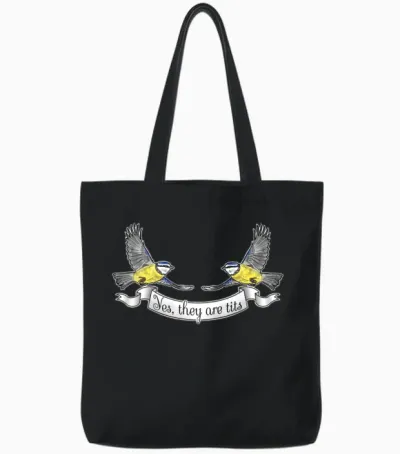Funny Tits Tote Bags - Black