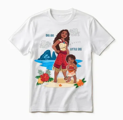 Disney Moana 2 Big Sis Little Sis Oceania Tropical Duo Unisex T-Shirt - White