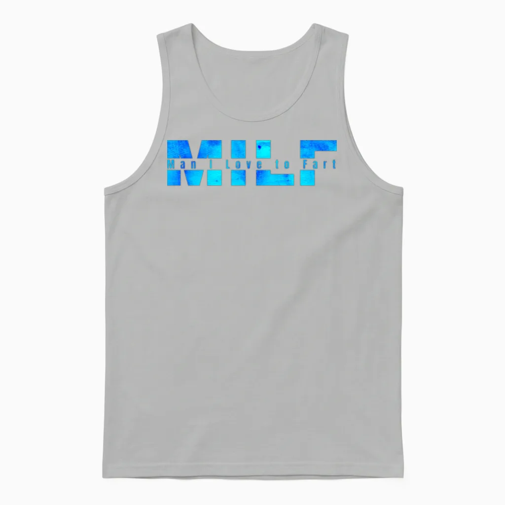 Funny Saying Quote Typography Milf Unisex Tank Top in Ash