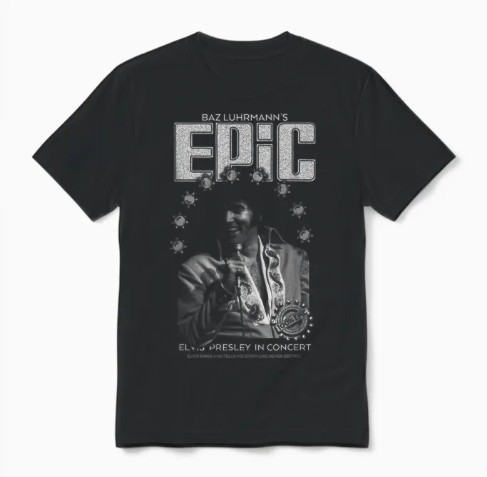 Elvis Presley Epic Black and White Portrait Unisex T-Shirt in Black