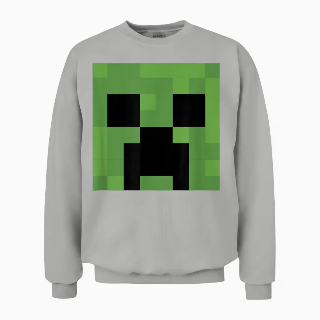 Minecraft Creeper Big Face Unisex Sweatshirt in Ash