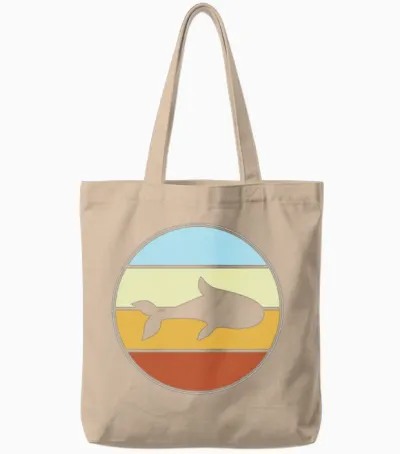 Fish Retro Tote Bags - Natural