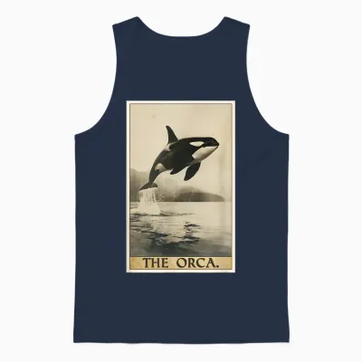 Orcas Orca Tarot Card T-Shirt, Black Unisex Tank Top - Navy