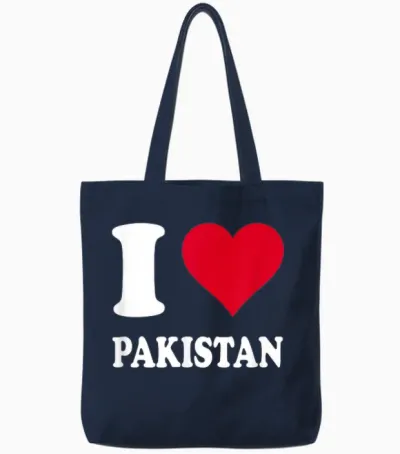 Cœur Rouge J'aime Le Pakistan Tote Bags - Navy