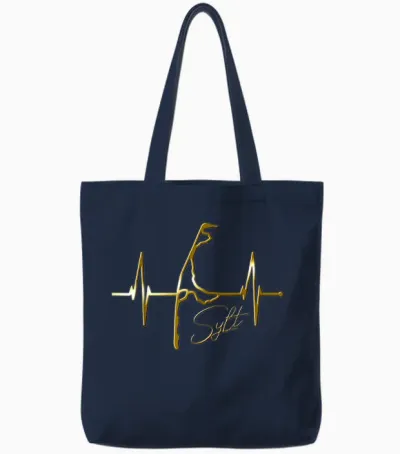 Sylt Skyline Herzschlag Nordsee Herz Nordfriesen I Love Sylt Tote Bags - Navy