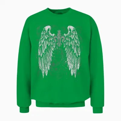 Grunge Wings Angel on Back Y2k 2000s Goth Vintage Harajuku Unisex Sweatshirt - Irish Green