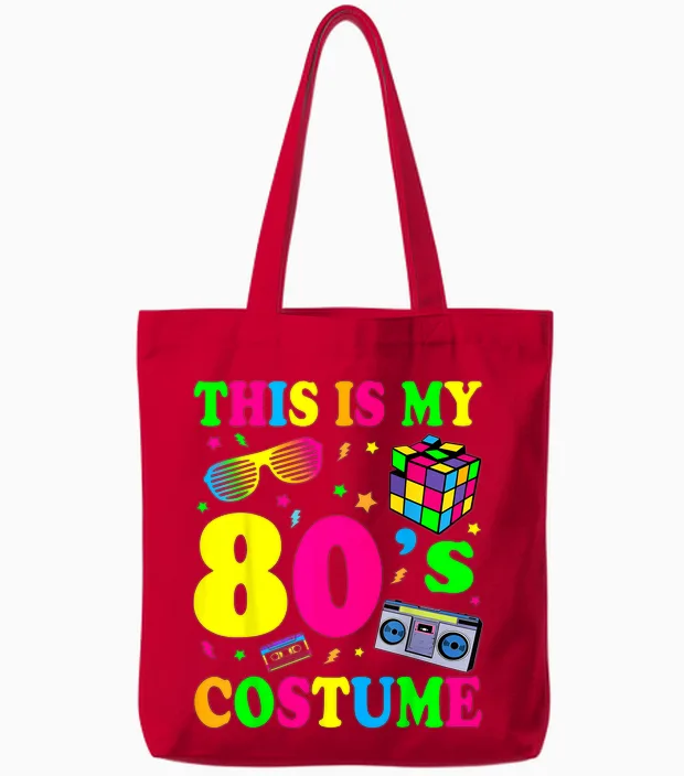 This Is My 80s Costume T-Shirt 80's 90's Party Tote Bags in Red