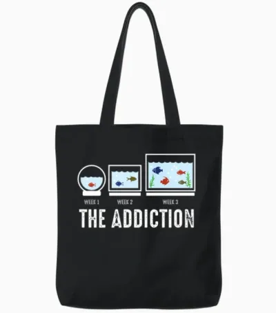 Aquarium Fun Aquarist Tank Addiction Fish Keeping Tote Bags - Black