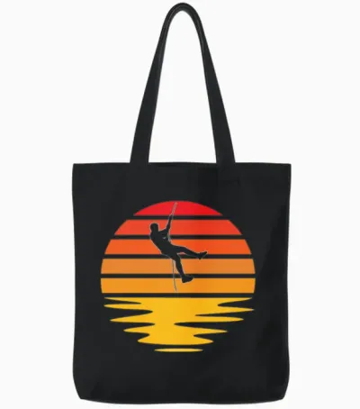 Climbing Retro Tote Bags - Black