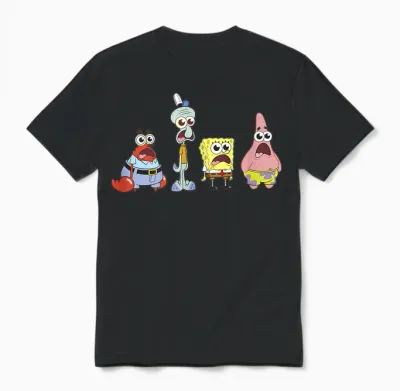 Spongebob Squarepants Spongebob Cast Group Stare Unisex T-Shirt - Black