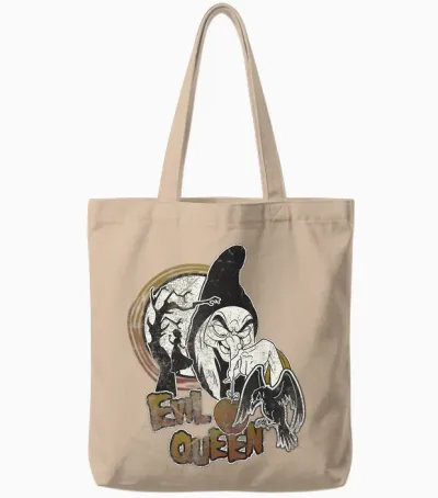 Disney Snow White Witch Poison with Apple Graphic T-Shirt, Black, S Tote Bags - Natural