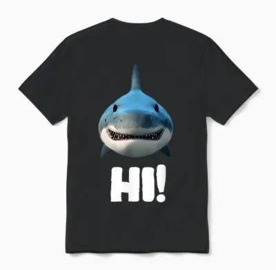 Hai T-Shirt Hi Funny Saying Shark Hi Fun Funny T-Shirt, Black Unisex T-Shirt - Black