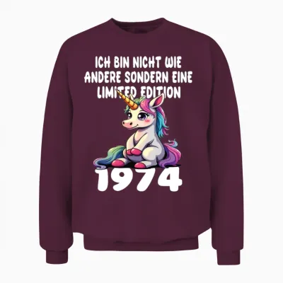 Limited Edition 1974 Birthday 1974 Born Unisex Sweatshirt - Maroon