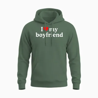 I Love My Bf Boyfriend · I Heart My Bf Valentine's Day Unisex Hoodie - Military Green
