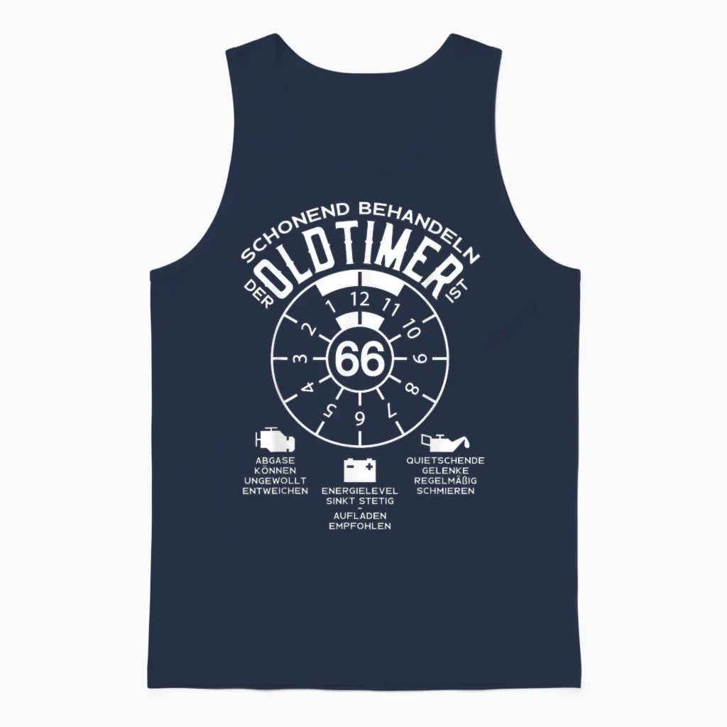 66 Jahre Schonend Treatment Oldtimer 66. Geburtstag T-Shirt, Black Unisex Tank Top in Navy
