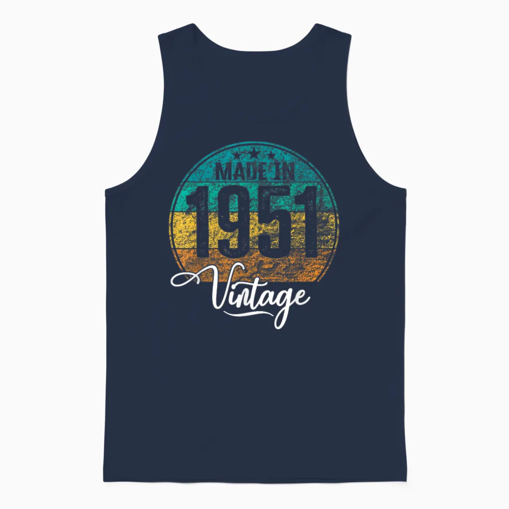 Anniversaire Vintage Année De Naissance 1951 Anniversaire Unisex Tank Top in Navy
