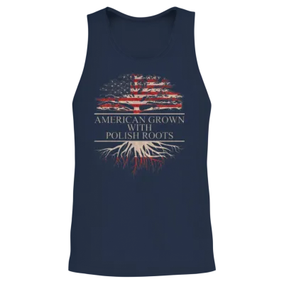 American Grown Polish Roots Unisex Tank Top - Navy