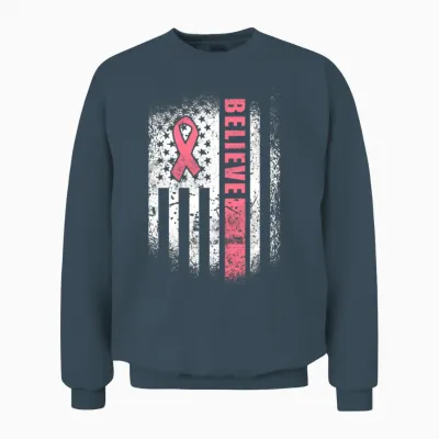 Breast Cancer Believe Breast Cancer Awareness Unisex Sweatshirt - Dark Heather