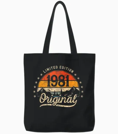 Limited Edition Original 1981 Vintage 45. Geburtstag Mann Tote Bags - Black