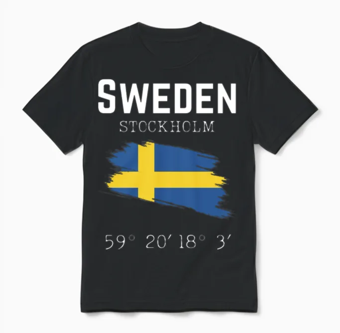 Sweden Stockholm Europe Vacation Travel Roadtrip Unisex T-Shirt in Black