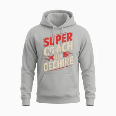 Super Coach Men's Football Funny Gift Idea T-Shirt, Black, S Unisex Hoodie - Ash