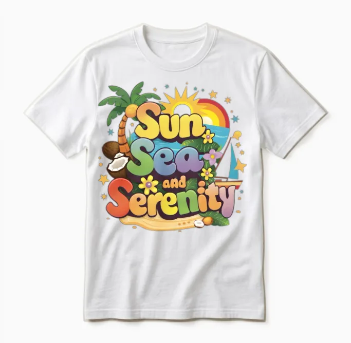 Sun Sea and Serenity Unisex T-Shirt in White