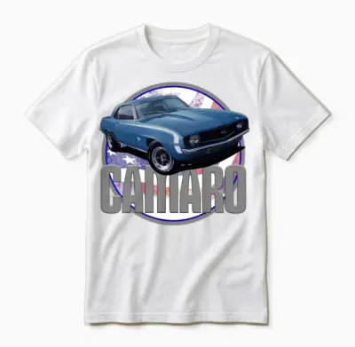 Bold Camaro in Blue Unisex T-Shirt - White