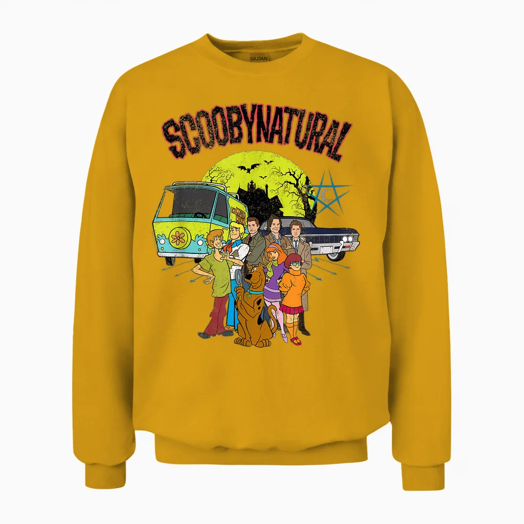 Scooby-Doo Scoobynthetic Mystery Machine and Baby with Gang Unisex Sweatshirt in Gold
