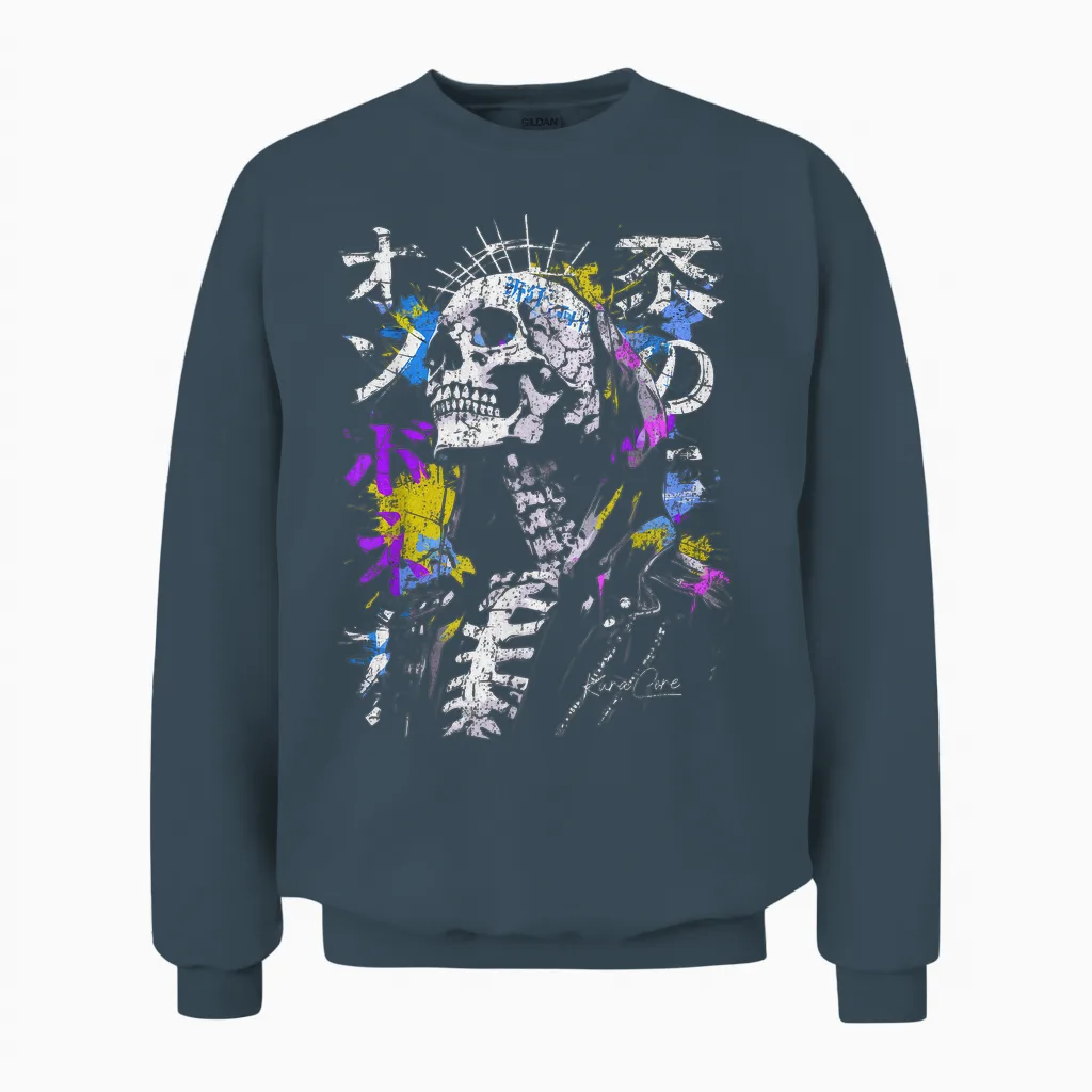 Japon Streetwear Cyberpunk Y2k Techwear Rétro Manga Anime Unisex Sweatshirt in Dark Heather
