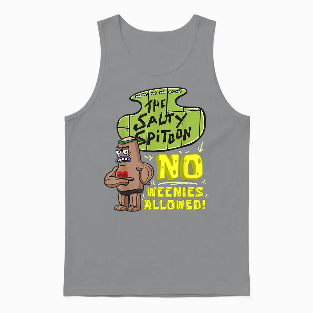 Mademark X Spongebob Squarepants - Salty Spitoon No Weenies Allowed Spongebob Gym Bodybuilder Unisex Tank Top in Sport Grey