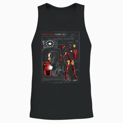 Iron Man Armor Plated Suit Blue Print Schematic Unisex Tank Top - Black