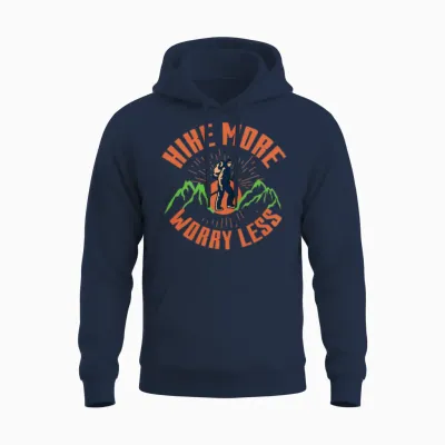 Hike More Worry Less Unisex Hoodie - Navy