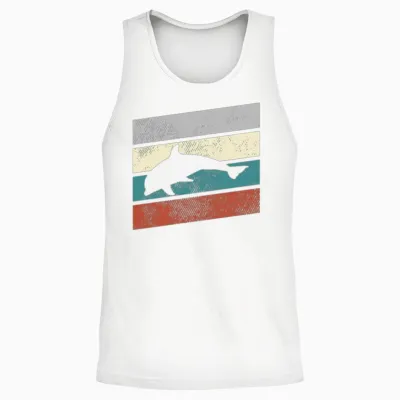 Dolphin Retro Unisex Tank Top - White