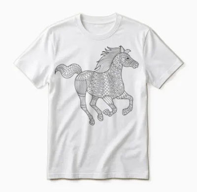 Pferd Mandala Zum Bemalen & Ausmalen Für Kinder Unisex T-Shirt - White