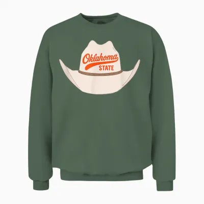 State of Oklahoma Cowboy Hat for Oklahoma Pride Unisex Sweatshirt - Military Green