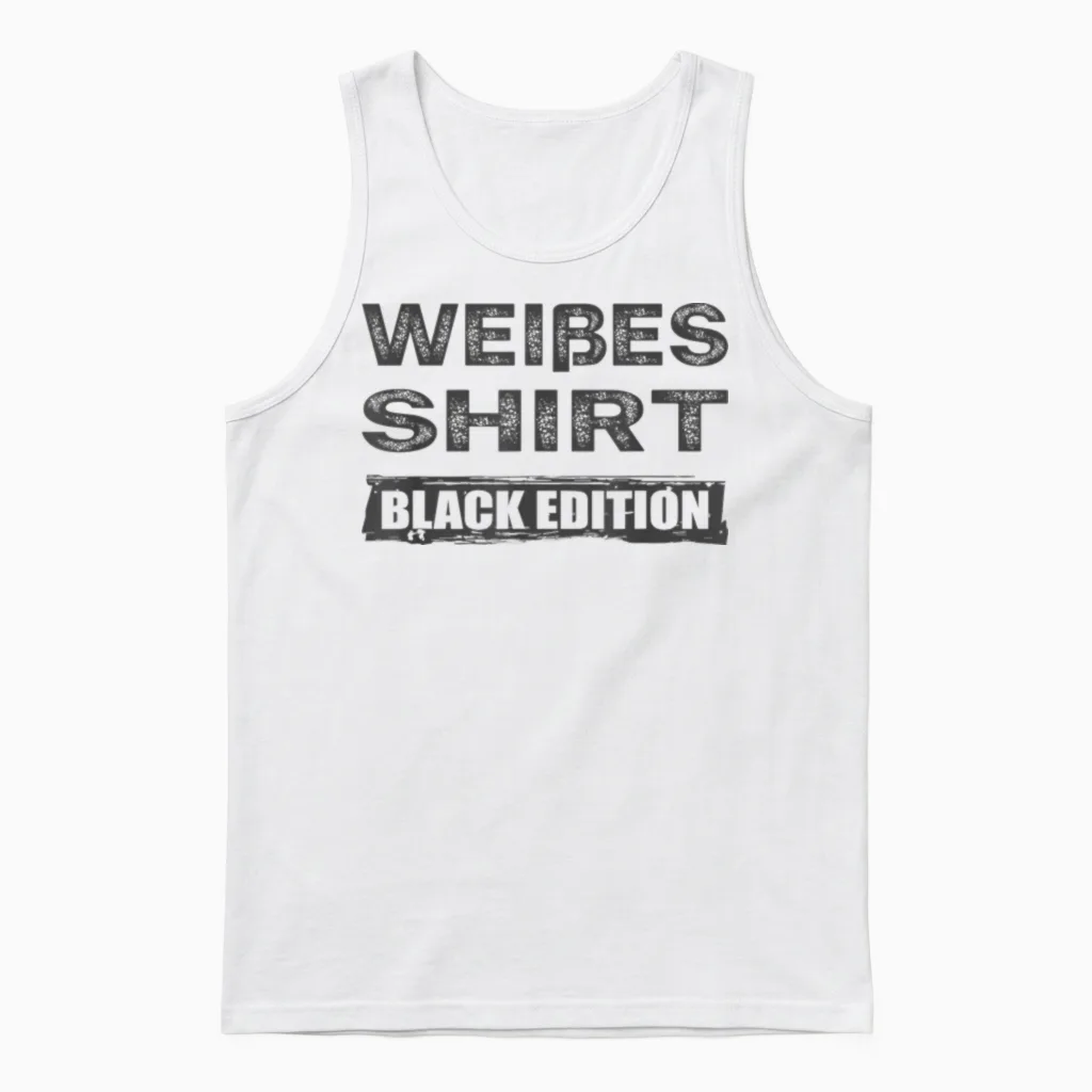 Sarcasm Black Edition: White T-Shirt, Black Unisex Tank Top in White