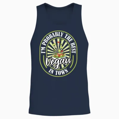 Vegan Funny Unisex Tank Top - Navy