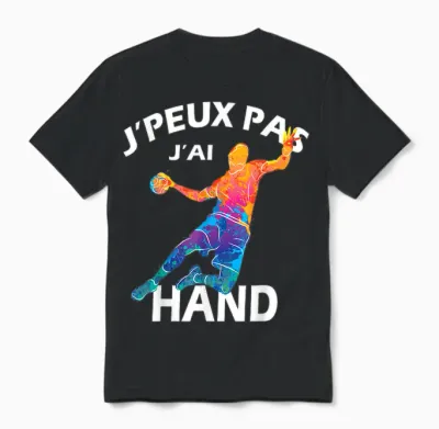 Je Peux Pas J'ai Hand Handball Player Funny Unisex T-Shirt - Black