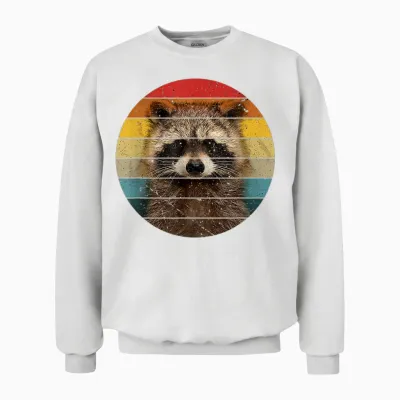 Retro Vintage Raccoon Sunset Baby Waschbär Geschenk Unisex Sweatshirt - White
