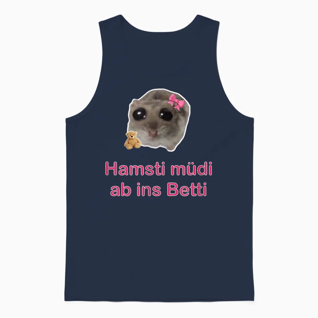 Trauriger Hamster Sad Hamster Hamsty Hamsti Schlafshirt Unisex Tank Top in Navy