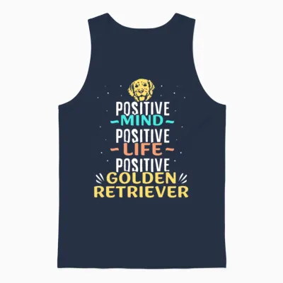 Positive Golden Retriever Unisex Tank Top - Navy