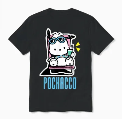 Pochacco Summer Drink Unisex T-Shirt - Black
