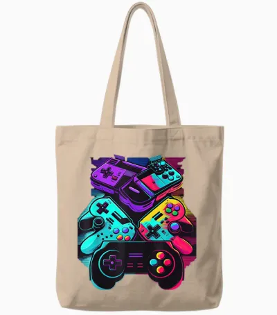 Control Gamer Video Game Controller Tote Bags - Natural