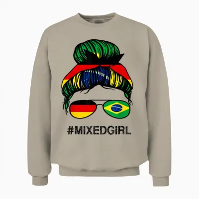 Brasilien Deutschland Flagge Brasilien Deutsch Unordentlicher Dutt Unisex Sweatshirt - Sand