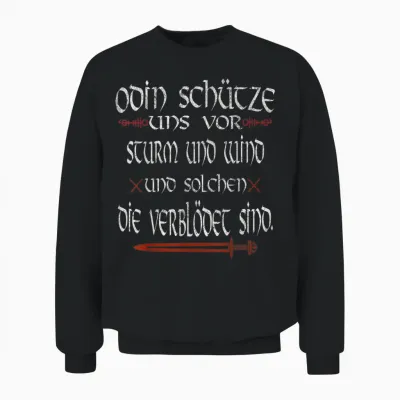 Odin Protect Us Against Storm and Wind Funny Viking Unisex Sweatshirt - Black