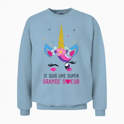 Child Big Sister Gift Newborn Little Brother Little Sister T-Shirt, White, 2 Unisex Sweatshirt - Light Blue